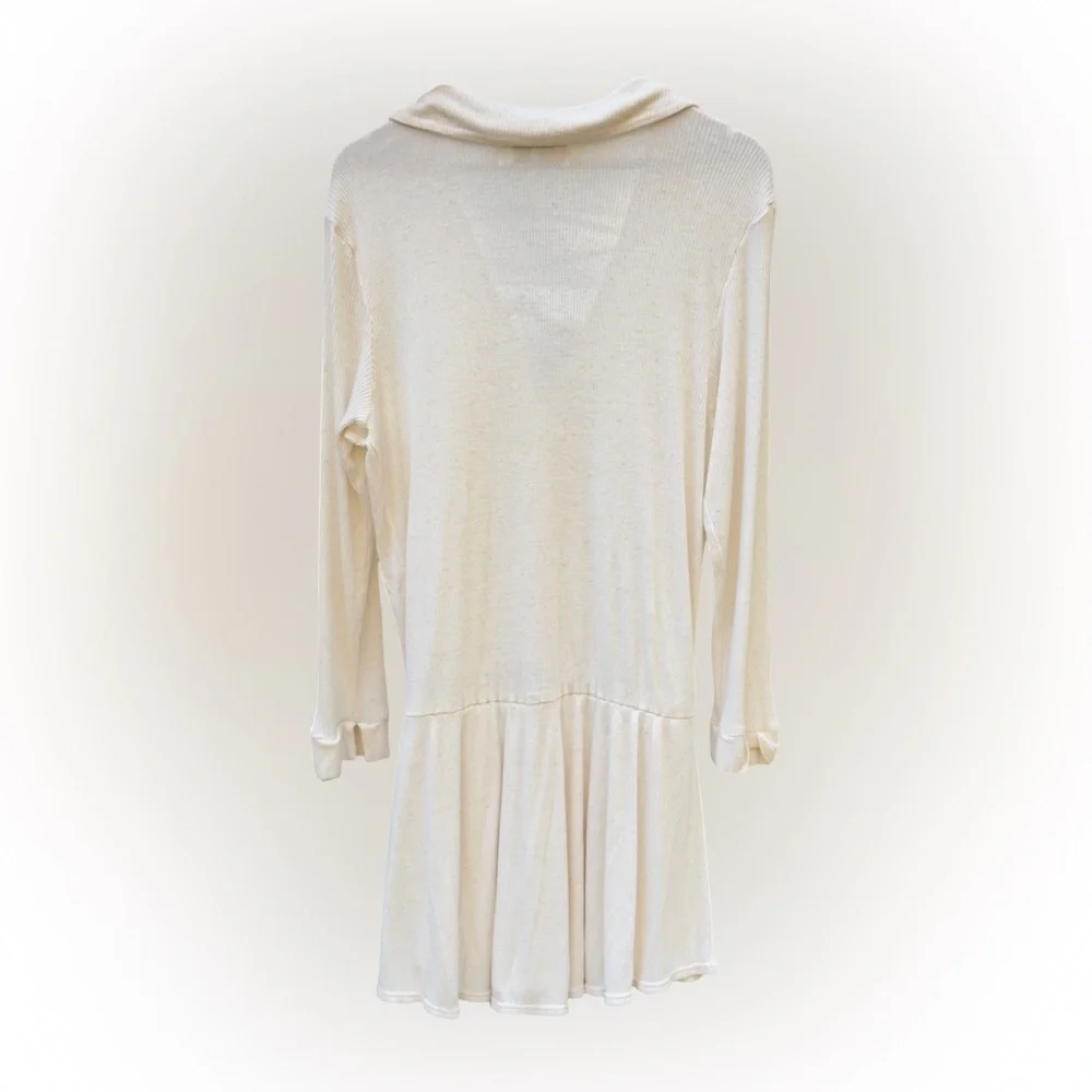 Free People Beach Lively Romper Ivory Rib Knit Lounge Boho Button Front Festival - Picture 4 of 7